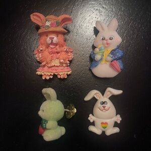 Colorful Bunny Brooch Set Easter